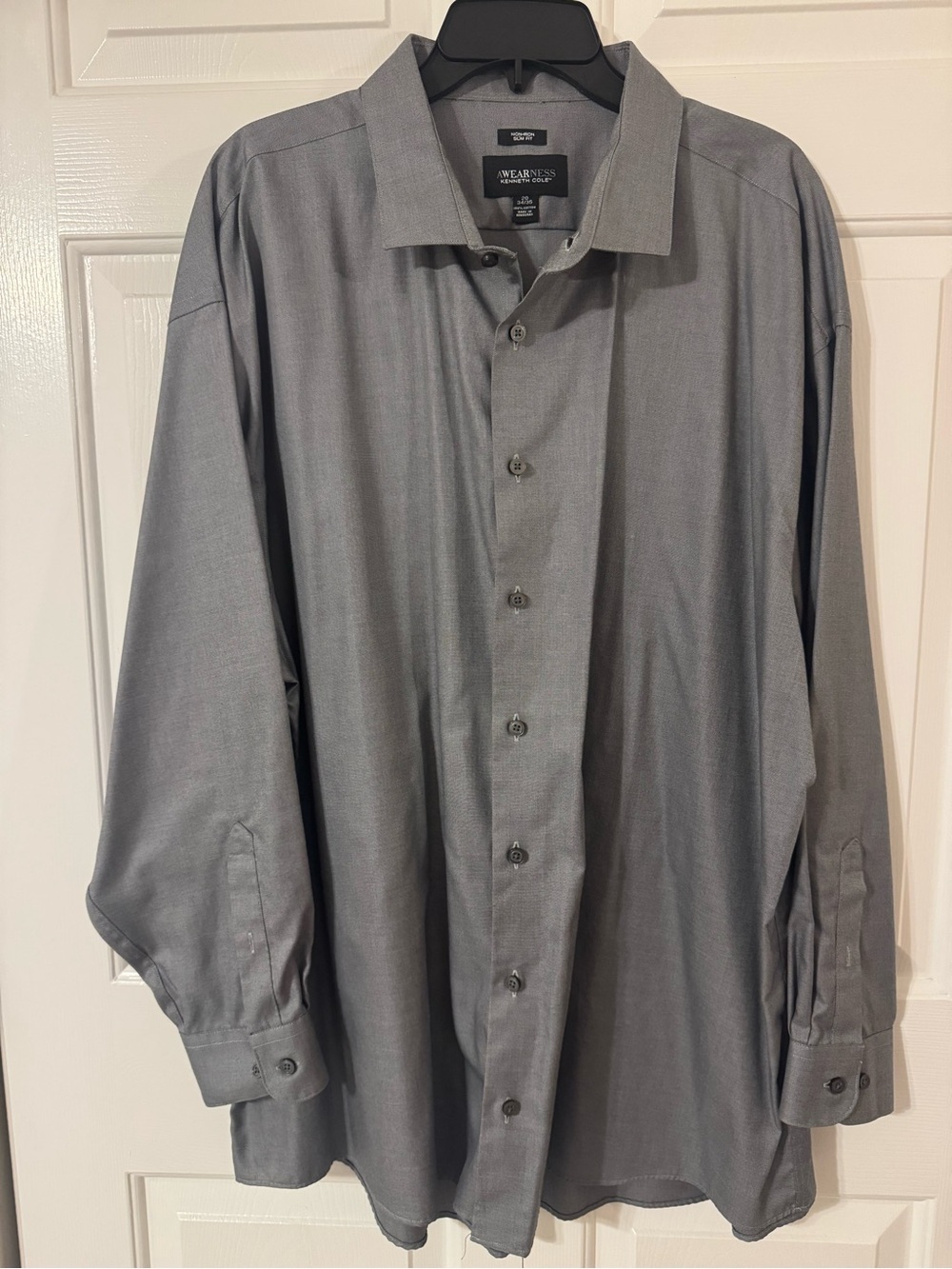 Kenneth Cole Gray Long-Sleeve Dress Shirt- Slim Fit